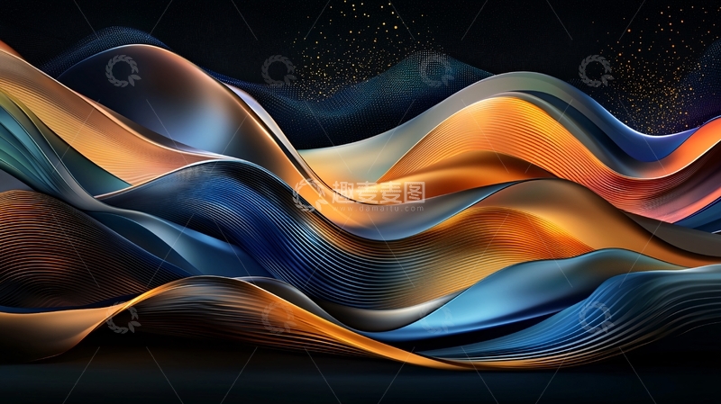 高清大图下载【趣麦麦图】抽象曲线流动渐变