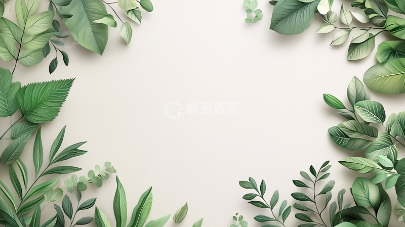 高清大图下载【趣麦麦图】清新绿色叶子边框