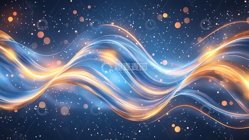 高清大图下载【趣麦麦图】蓝色金色光线交织背景