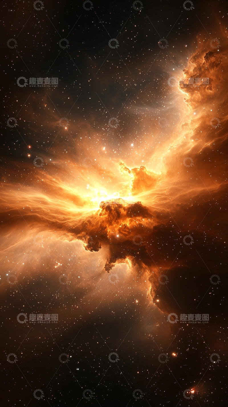 高清大图下载【趣麦麦图】金色的宇宙星云