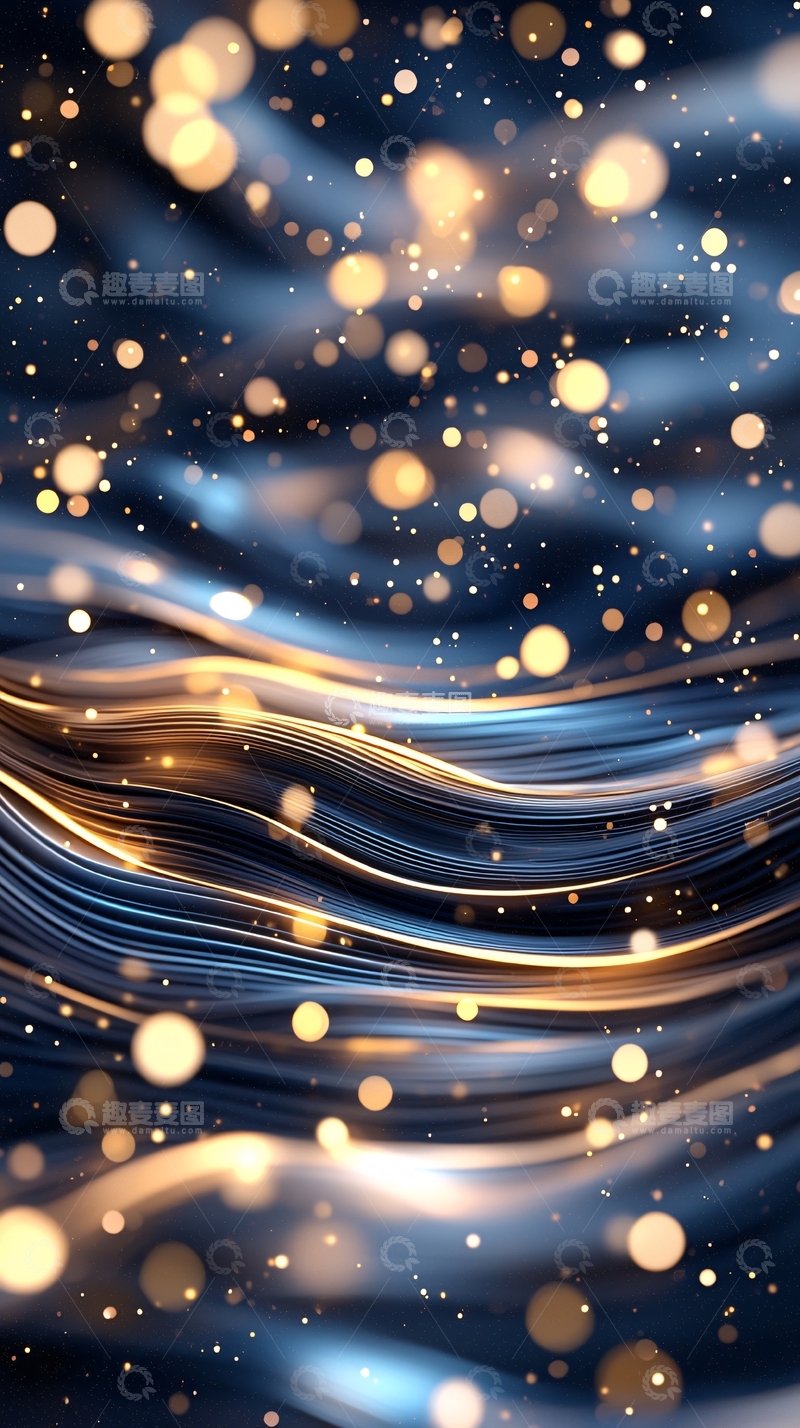 高清大图下载【趣麦麦图】深蓝色绸缎金色光斑