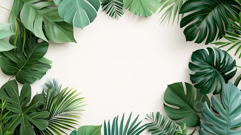 高清大图下载【趣麦麦图】绿色植物围绕的留白