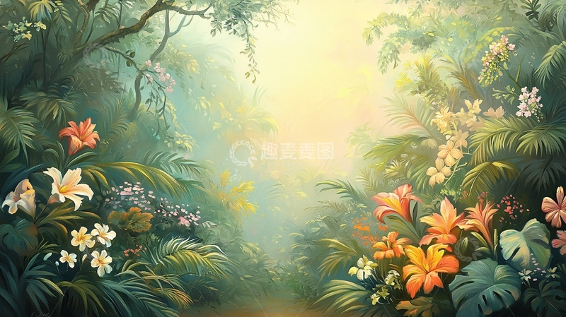 高清大图下载【趣麦麦图】热带雨林花卉景观