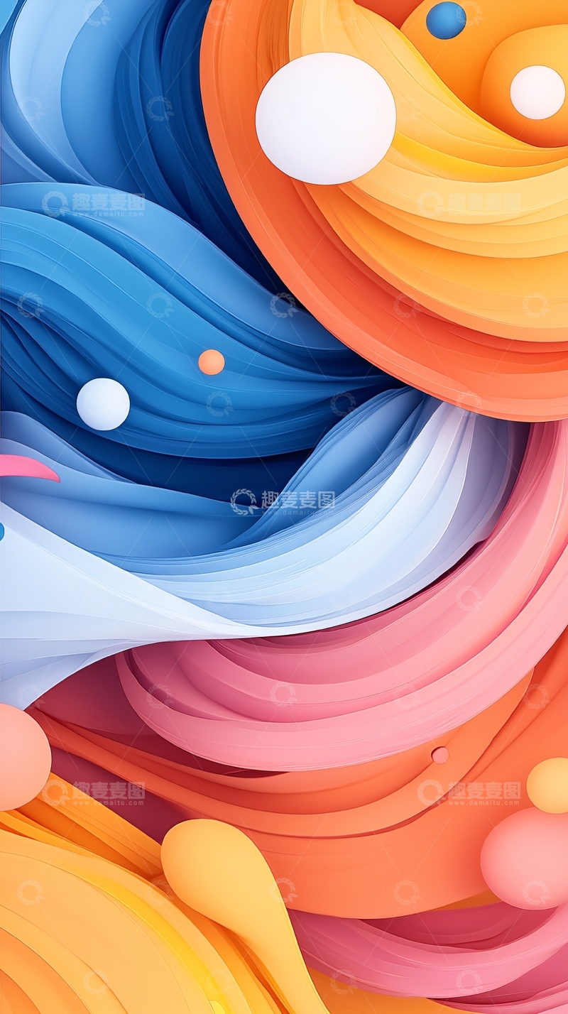 高清大图下载【趣麦麦图】抽象色彩漩涡背景
