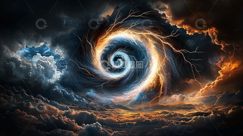 高清大图下载【趣麦麦图】能量漩涡风暴云层背景