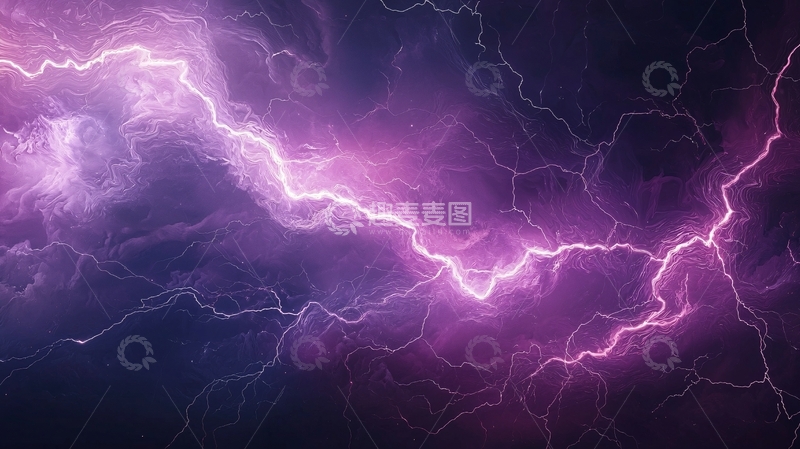 高清大图下载【趣麦麦图】紫色闪电穿梭夜空