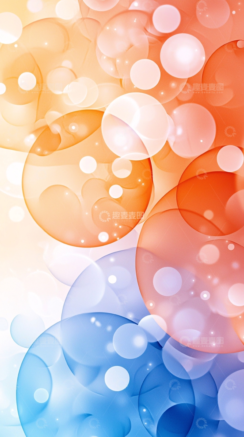 高清大图下载【趣麦麦图】彩色气泡漂浮背景