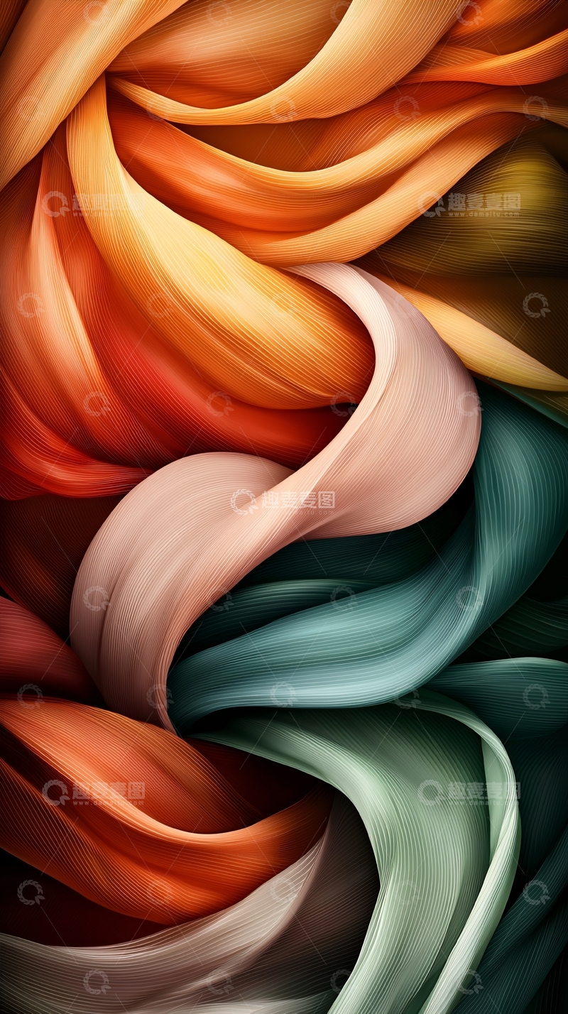 高清大图下载【趣麦麦图】多色交织丝绸的抽象画