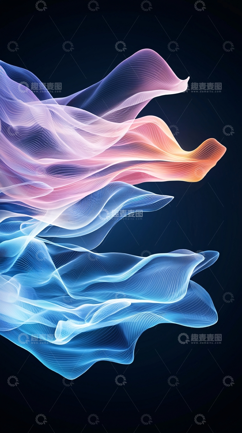 高清大图下载【趣麦麦图】抽象波浪线条流动效果