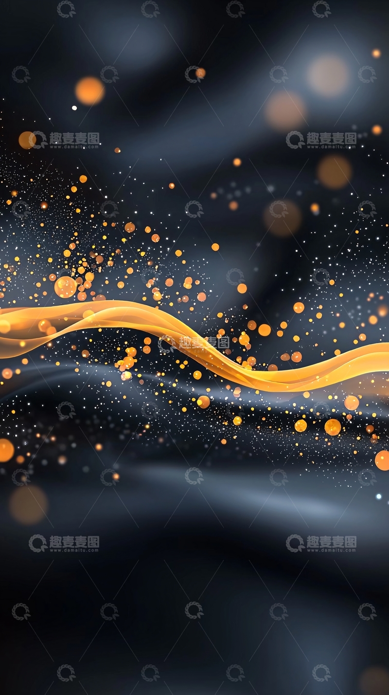 高清大图下载【趣麦麦图】黑色背景金色光线粒子