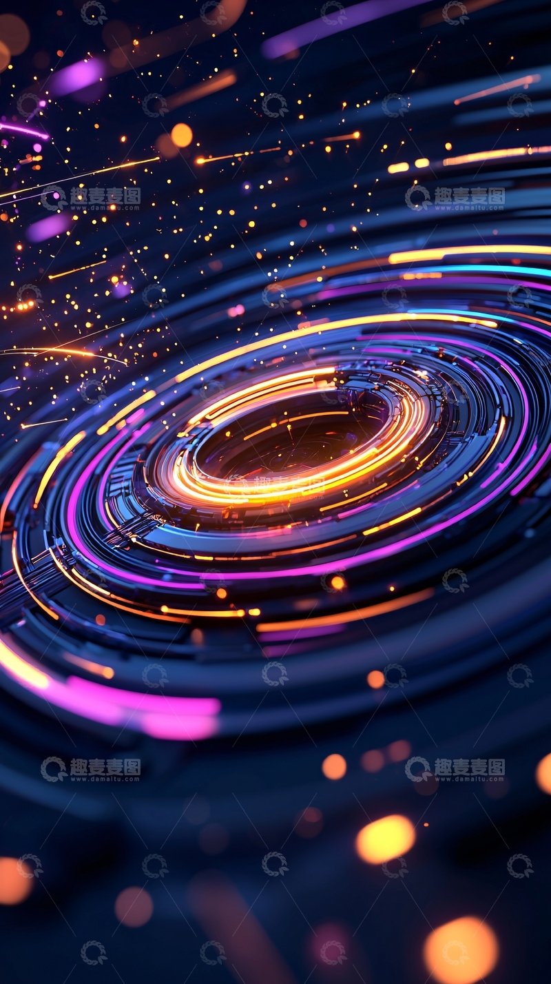 高清大图下载【趣麦麦图】科幻感的圆形光轨背景