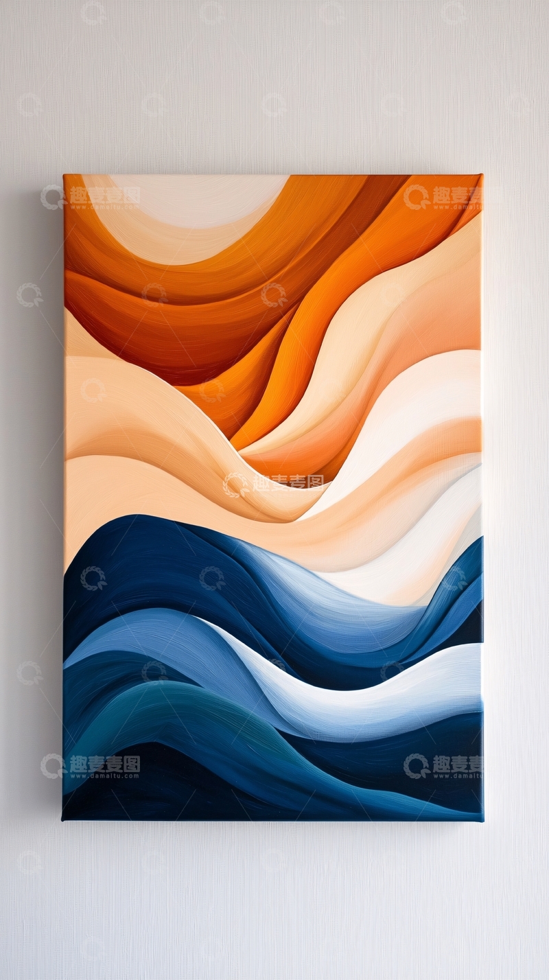 高清大图下载【趣麦麦图】抽象橙色蓝色波浪图案