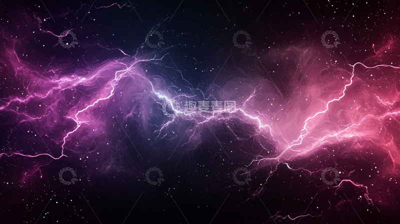 高清大图下载【趣麦麦图】紫色闪电宇宙背景
