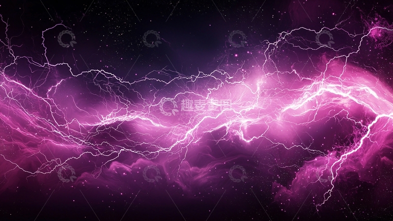 高清大图下载【趣麦麦图】紫色闪电贯穿夜空