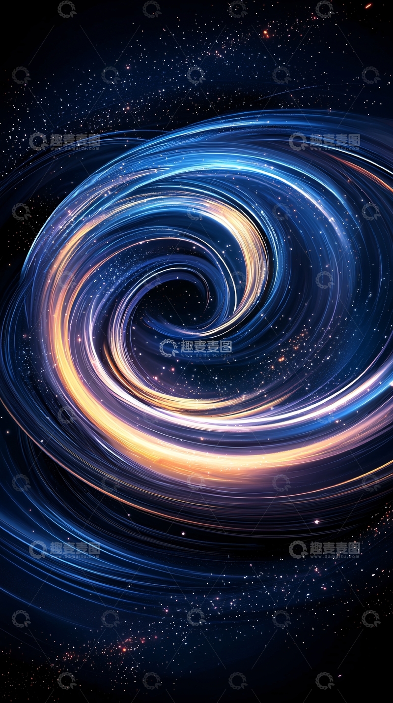 高清大图下载【趣麦麦图】蓝金色螺旋光晕背景