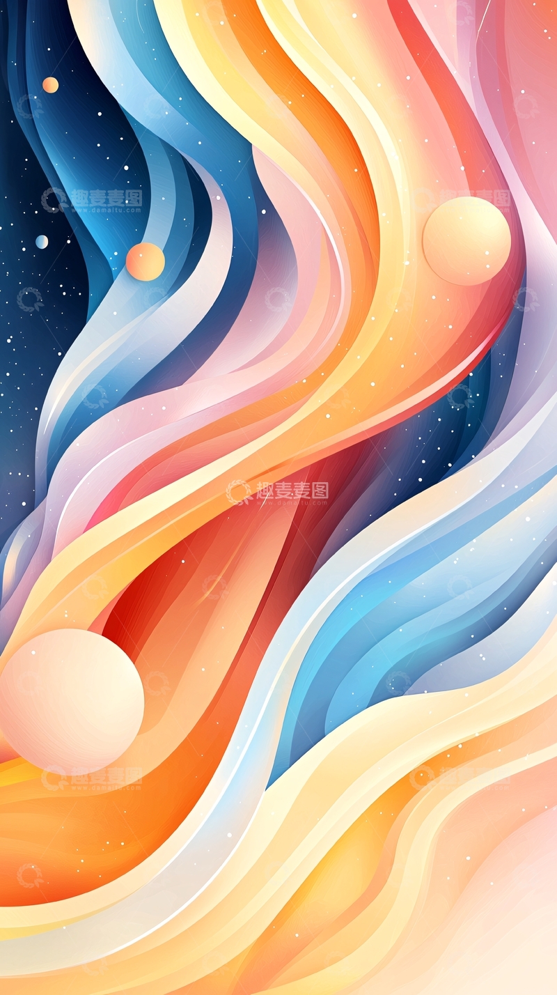 高清大图下载【趣麦麦图】梦幻色彩漩涡背景