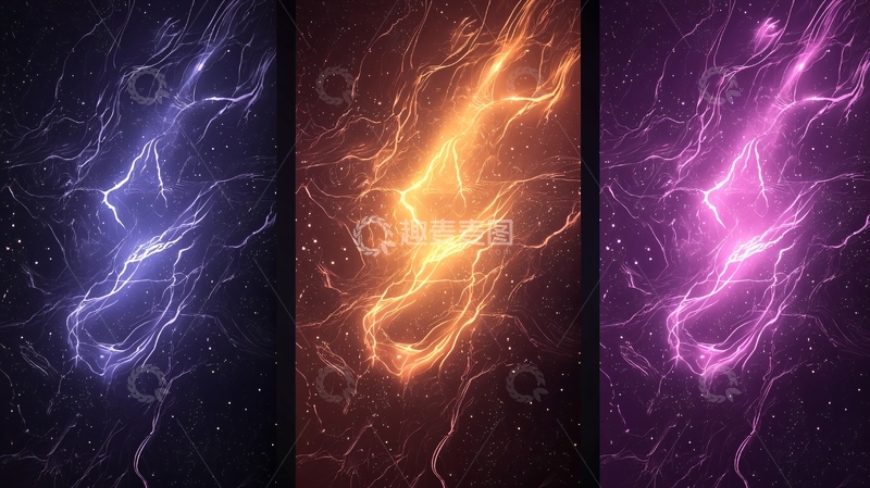 高清大图下载【趣麦麦图】闪电状能量流