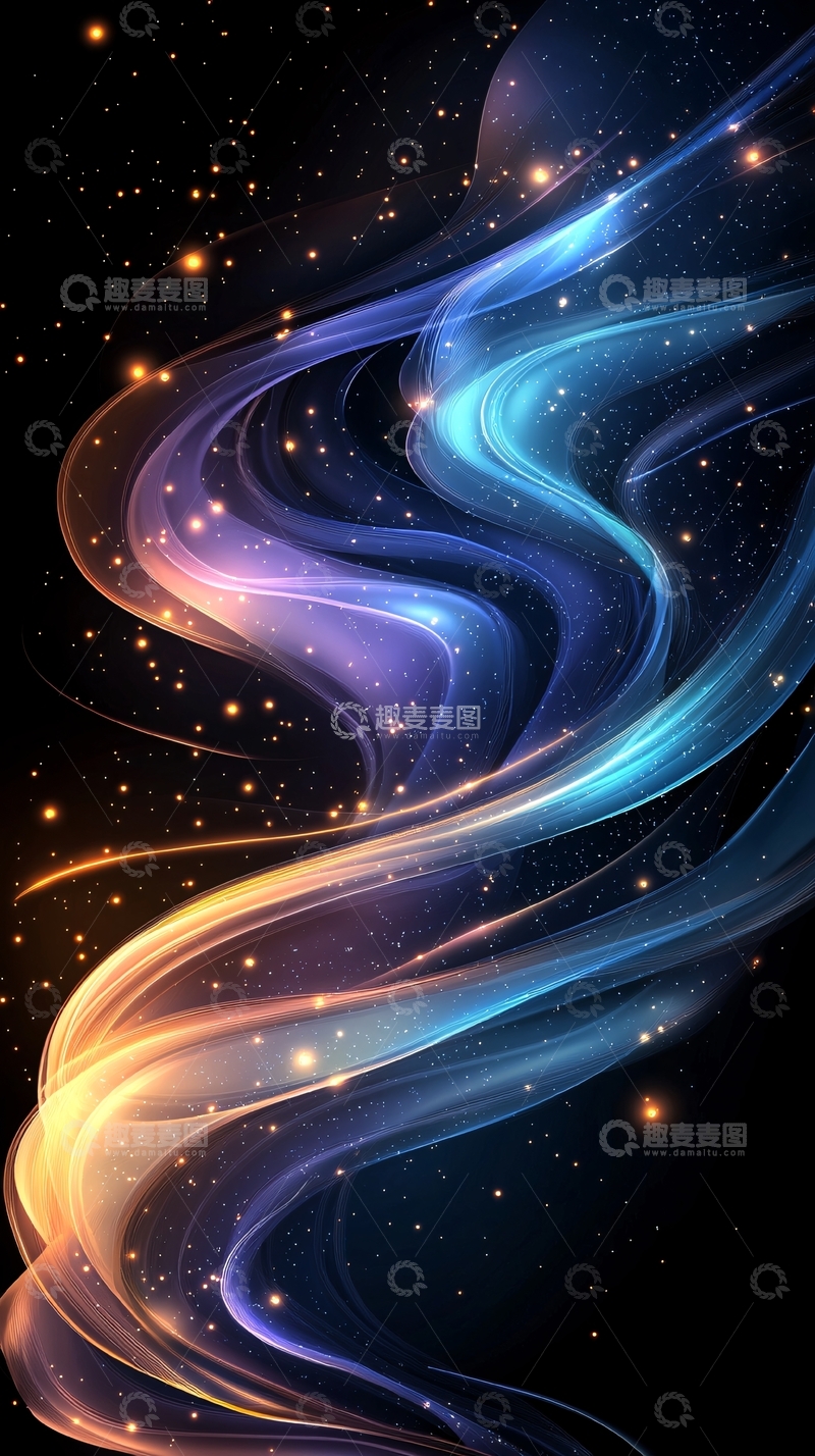 高清大图下载【趣麦麦图】绚丽星光流动曲线
