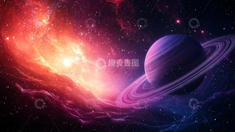 高清大图下载【趣麦麦图】绚丽星云中的行星
