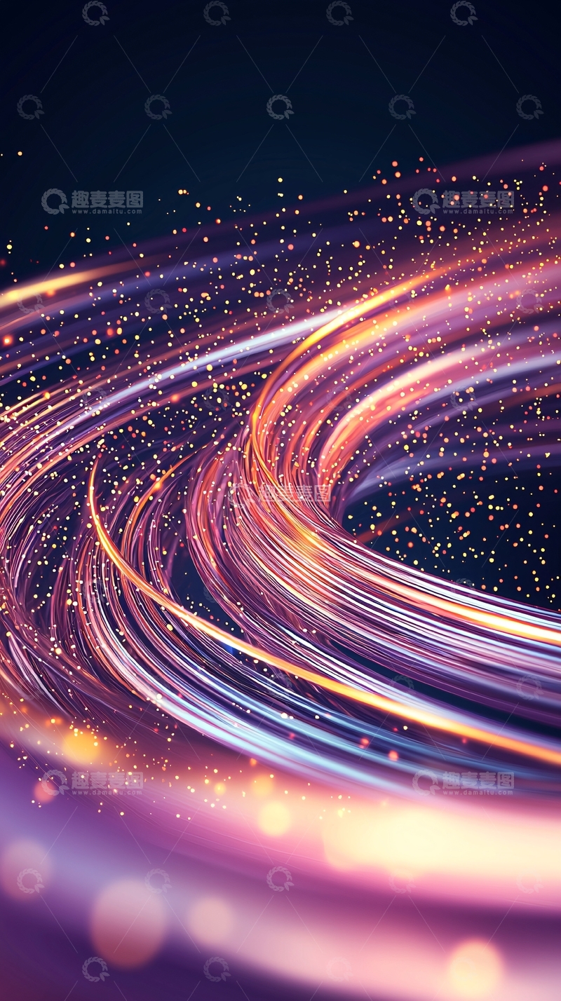 高清大图下载【趣麦麦图】紫色光线缠绕的抽象图