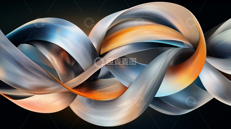 高清大图下载【趣麦麦图】抽象缎带交织扭曲