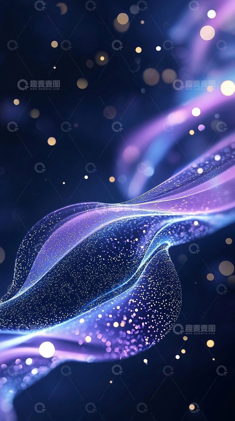 高清大图下载【趣麦麦图】紫色梦幻粒子光束