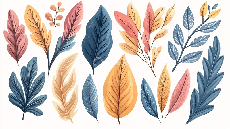 高清大图下载【趣麦麦图】各种颜色和形状的树叶