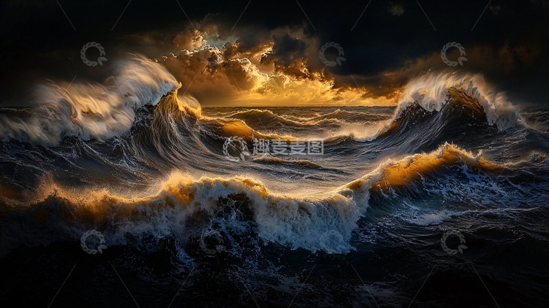 高清大图下载【趣麦麦图】汹涌澎湃的海浪拍打着海岸