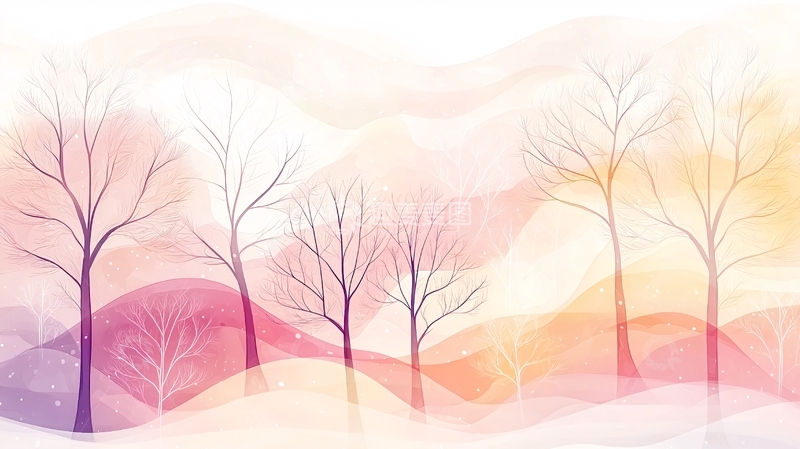 高清大图下载【趣麦麦图】柔和色调的冬季树木