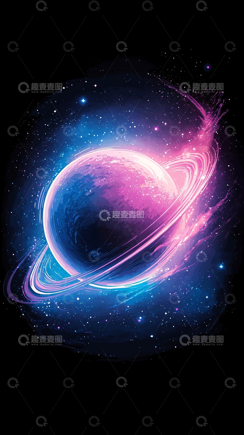 高清大图下载【趣麦麦图】绚丽星云环绕的星球