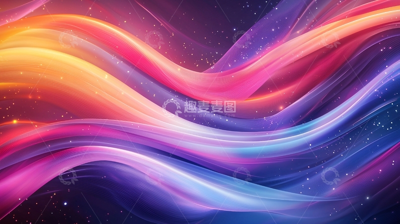 高清大图下载【趣麦麦图】色彩斑斓的光线流动抽象背景