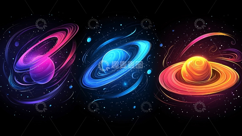 高清大图下载【趣麦麦图】宇宙星空奇幻风格星球