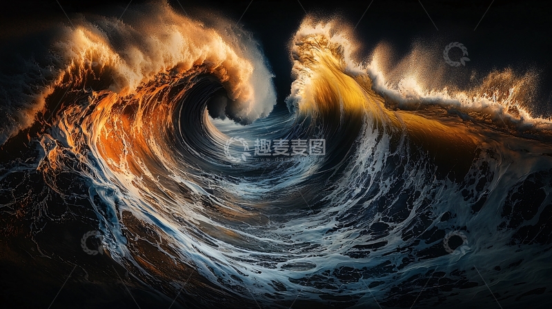 高清大图下载【趣麦麦图】水火交融的抽象海浪