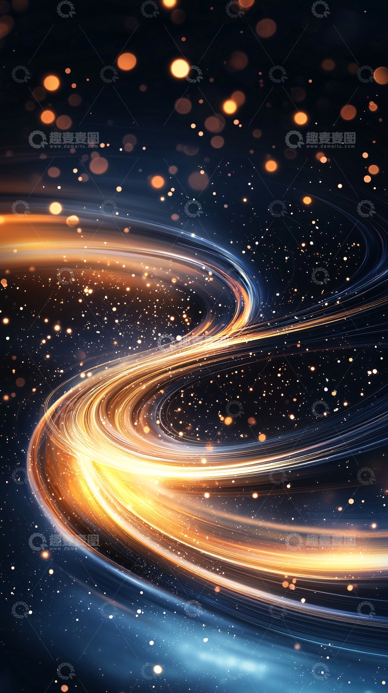 高清大图下载【趣麦麦图】金色光带在夜空流动