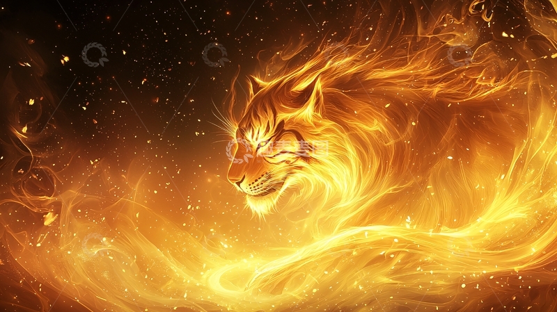 高清大图下载【趣麦麦图】火焰老虎高清图片