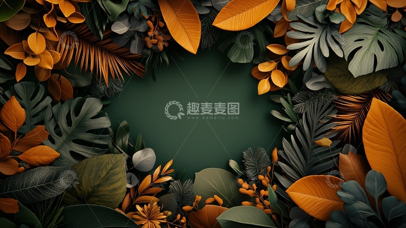 高清大图下载【趣麦麦图】热带植物环绕的背景
