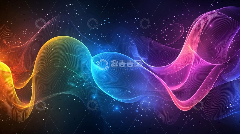 高清大图下载【趣麦麦图】彩色光线交织波动