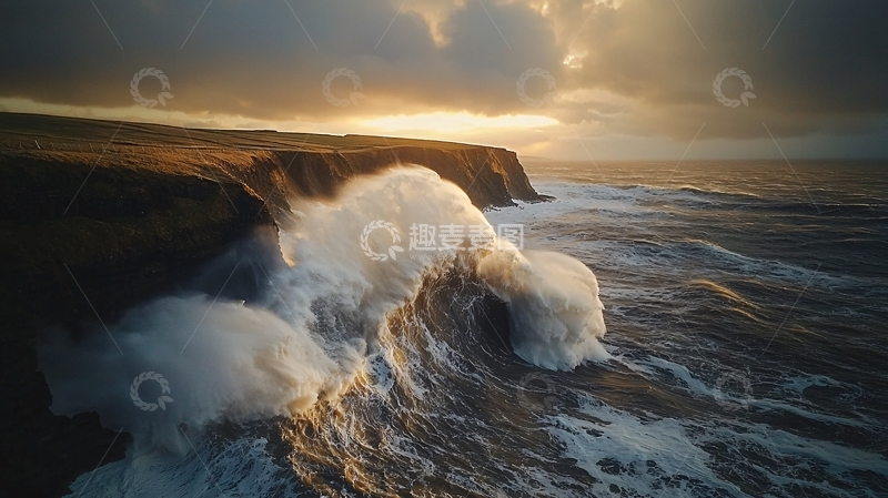高清大图下载【趣麦麦图】海浪拍打海岸