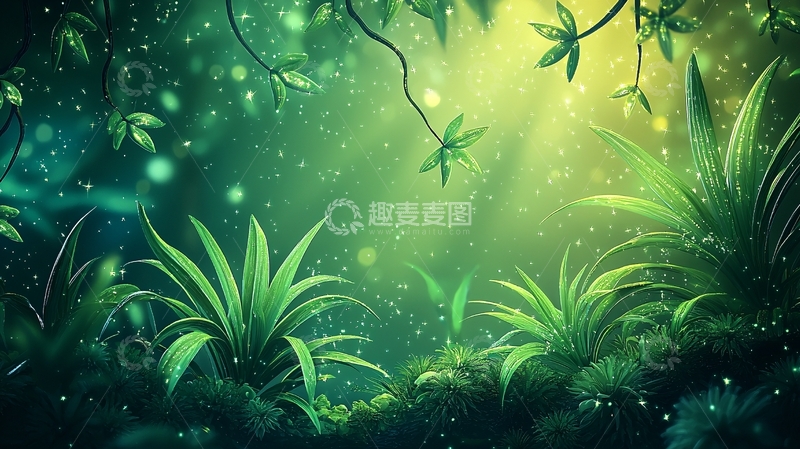 高清大图下载【趣麦麦图】绿色梦幻森林场景