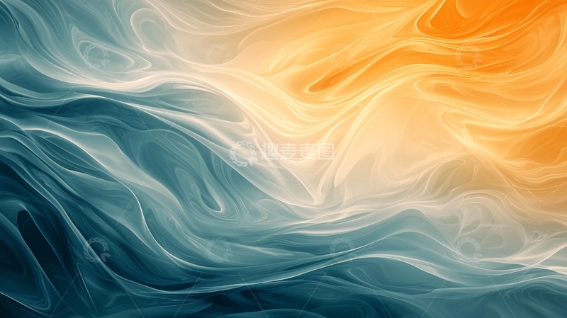 高清大图下载【趣麦麦图】蓝橙色渐变抽象波浪