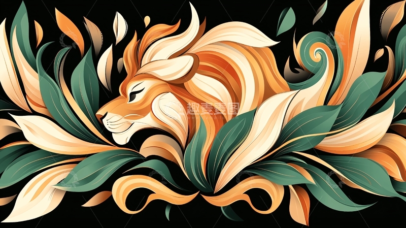 高清大图下载【趣麦麦图】抽象风格的狮子头