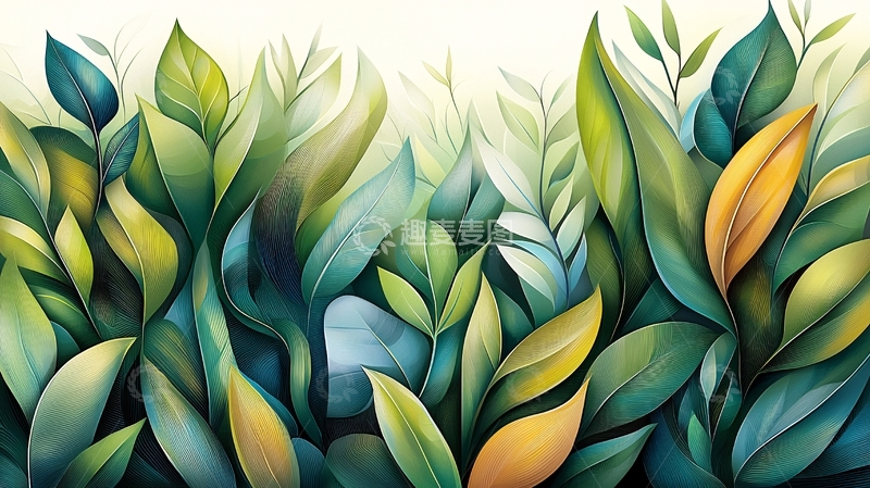 高清大图下载【趣麦麦图】绿意盎然的叶子背景