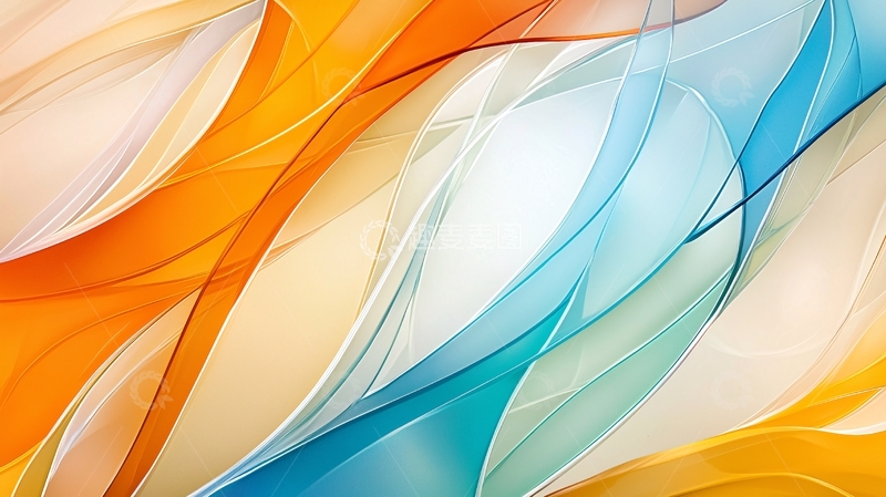 高清大图下载【趣麦麦图】抽象曲线流动渐变背景