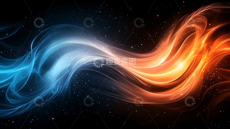高清大图下载【趣麦麦图】蓝红火焰交织的抽象