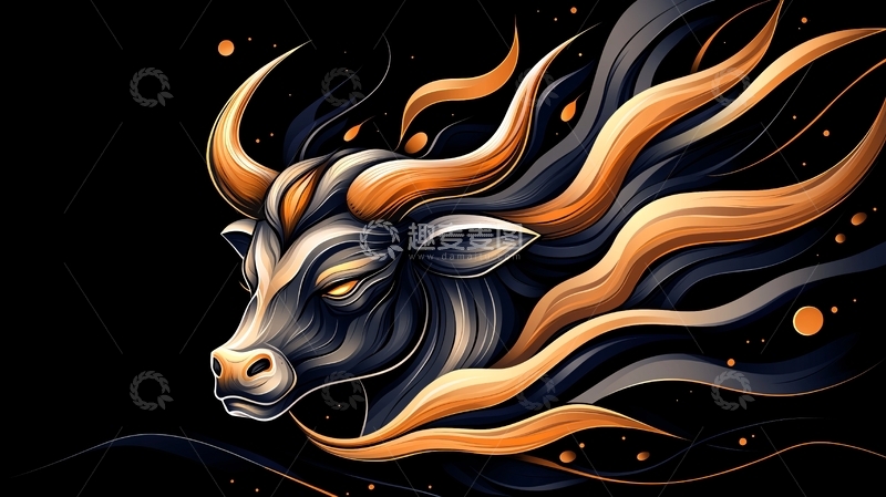 高清大图下载【趣麦麦图】抽象风格牛头图案
