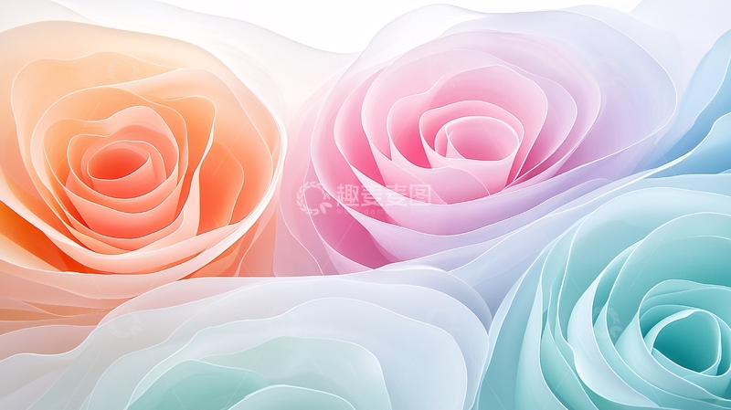 高清大图下载【趣麦麦图】彩色玫瑰花瓣渐变背景