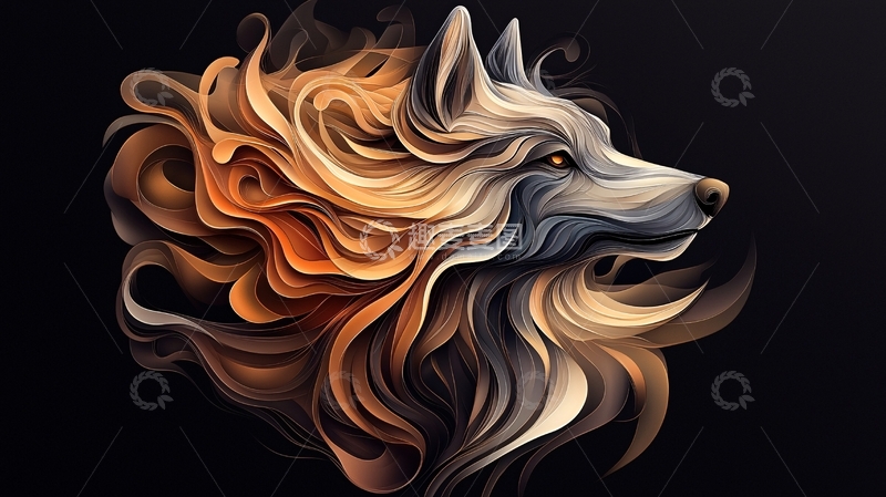 高清大图下载【趣麦麦图】狼的艺术画高清图片