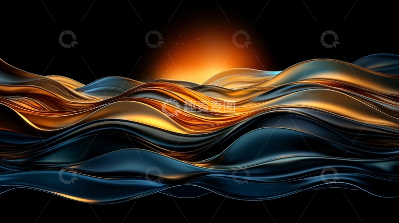 高清大图下载【趣麦麦图】抽象水波纹日落