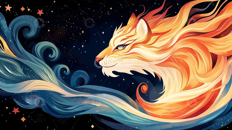 高清大图下载【趣麦麦图】火与水交融的狮子