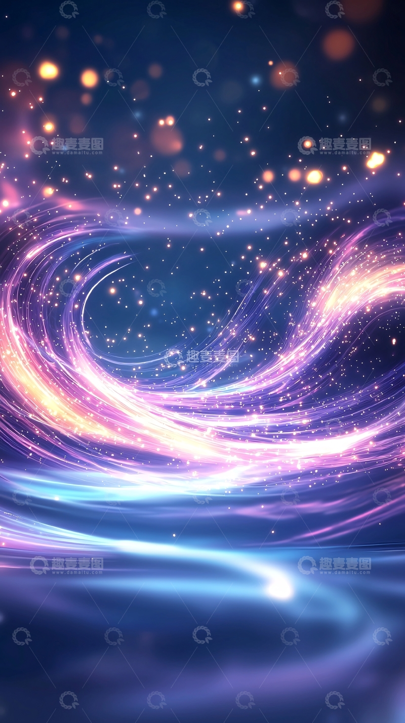 高清大图下载【趣麦麦图】紫色光晕流动星河背景